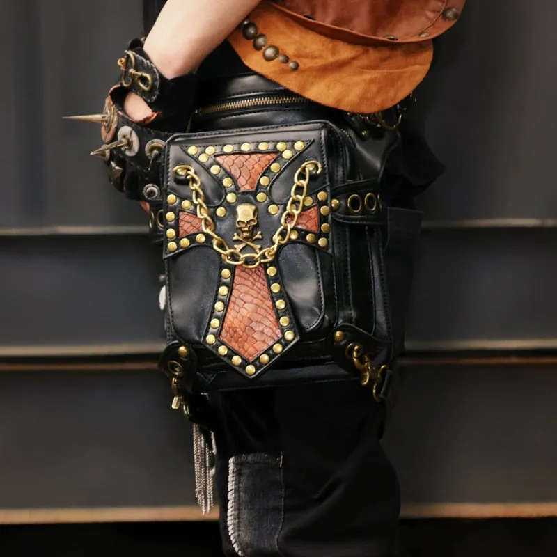 Versatile Steampunk Vintage Rivet Waist Bag