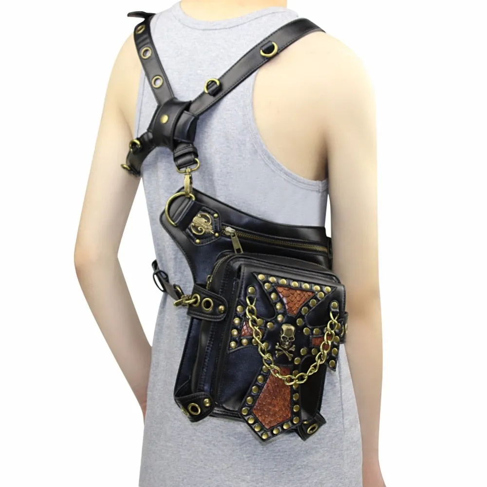 Versatile Steampunk Vintage Rivet Waist Bag