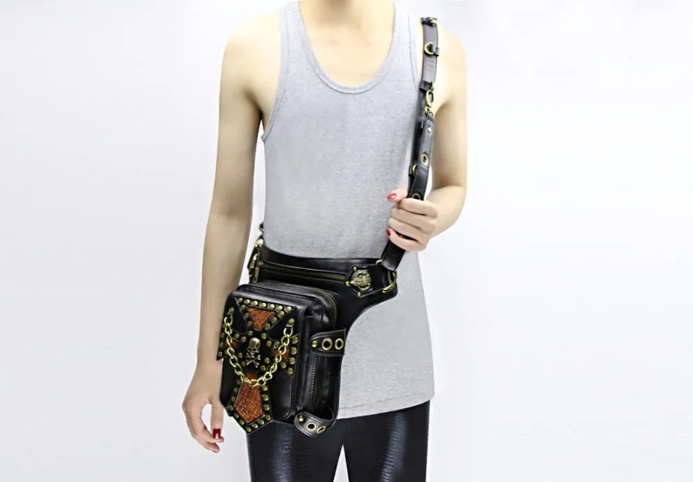 Versatile Steampunk Vintage Rivet Waist Bag