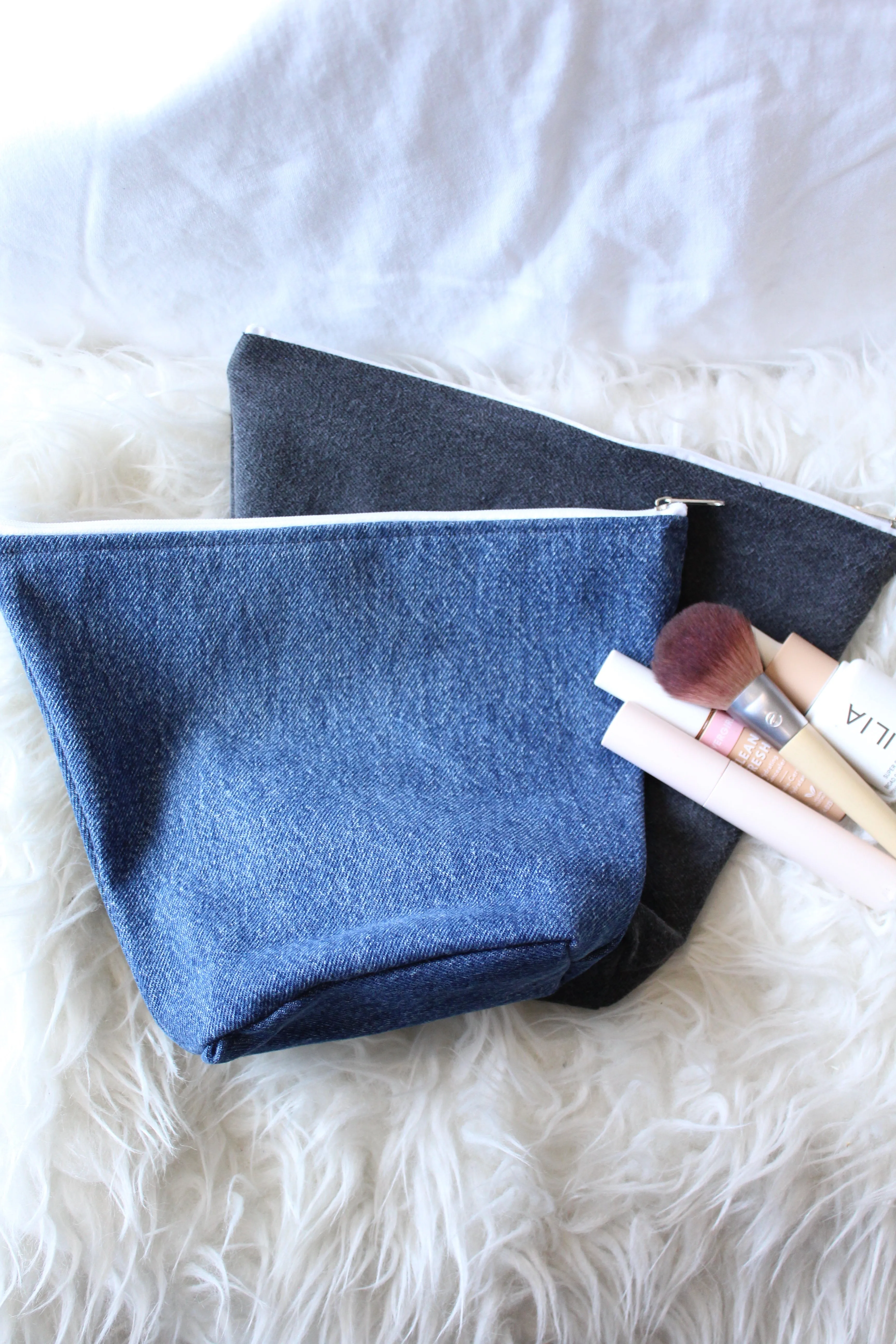 Vintage Denim Make Up Bag