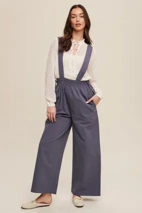 Vintage Navy Scotch Suspender Style Wide Leg Jumpsuit