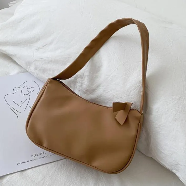 Vintage Soft Pu Leather Shoudler Baguette Bag