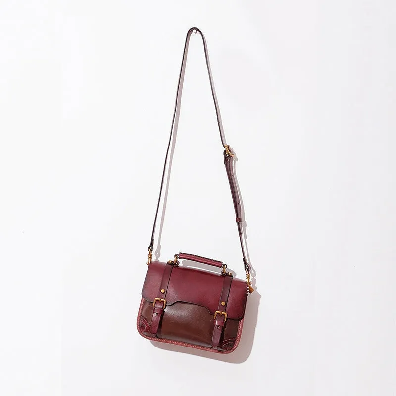 Vintage Vegetable Tanned Leather Large Capacity Handbag for Women