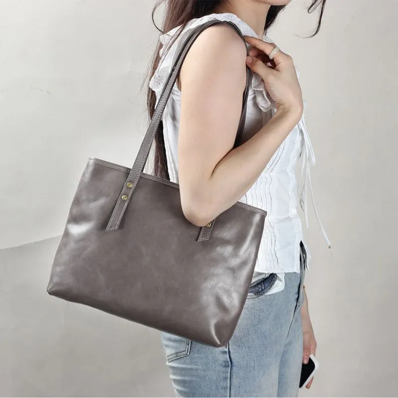 Vintage Vegetable Tanned Leather Shoulder Bag Women's Tote Bag