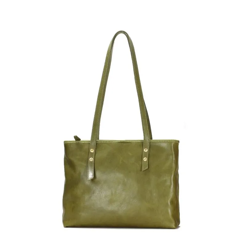 Vintage Vegetable Tanned Leather Shoulder Bag Women's Tote Bag