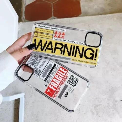 Warning Fragile Impact Soft Case For iPhone 11 12 12Pro 12ProMax XR