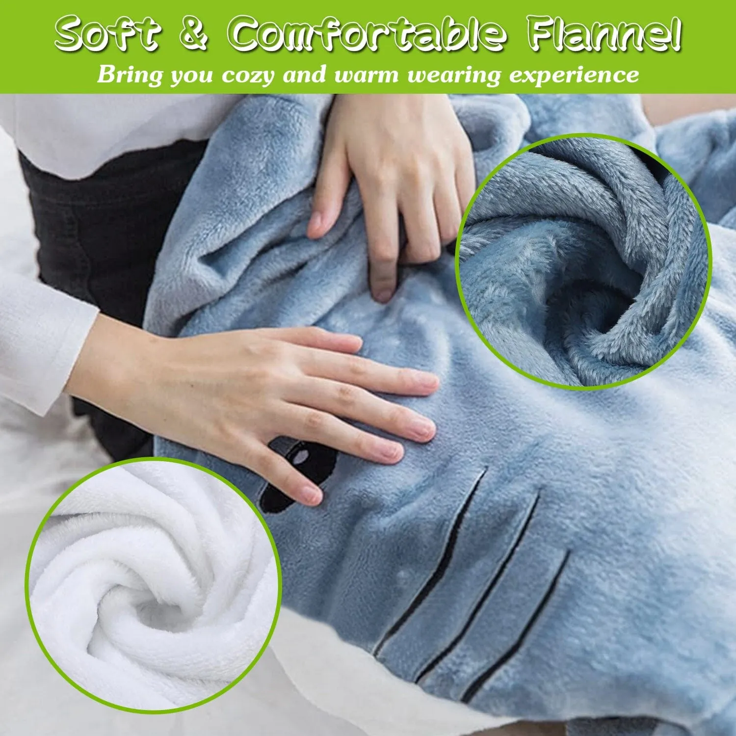 Wearable Shark Sleeping Bag Onezie with Zipper