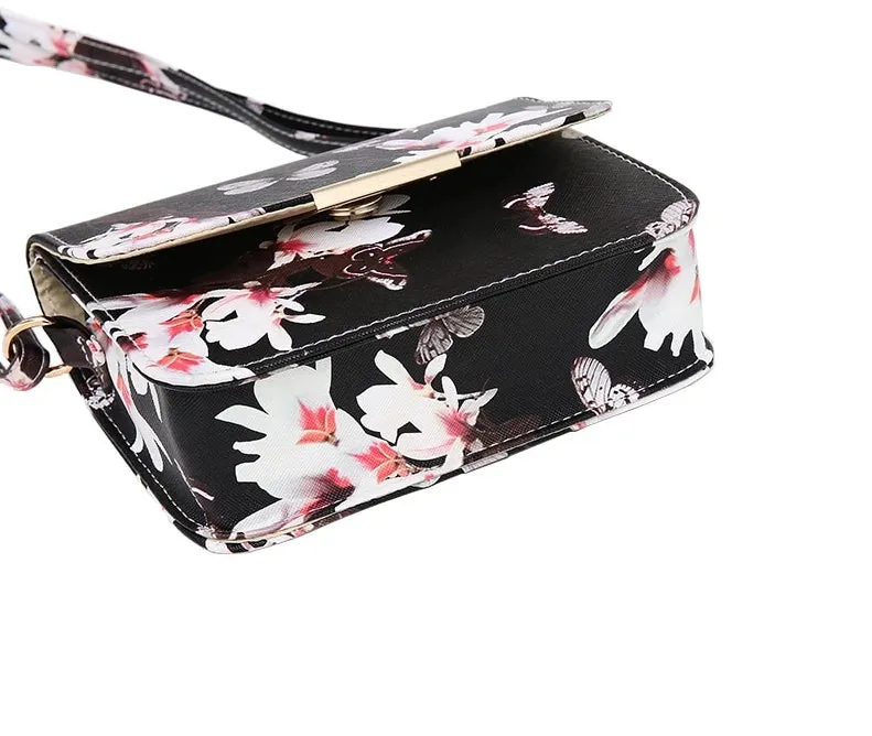 Women's 'Butterflies and Flowers' Small Shoulder Crossbody Bag