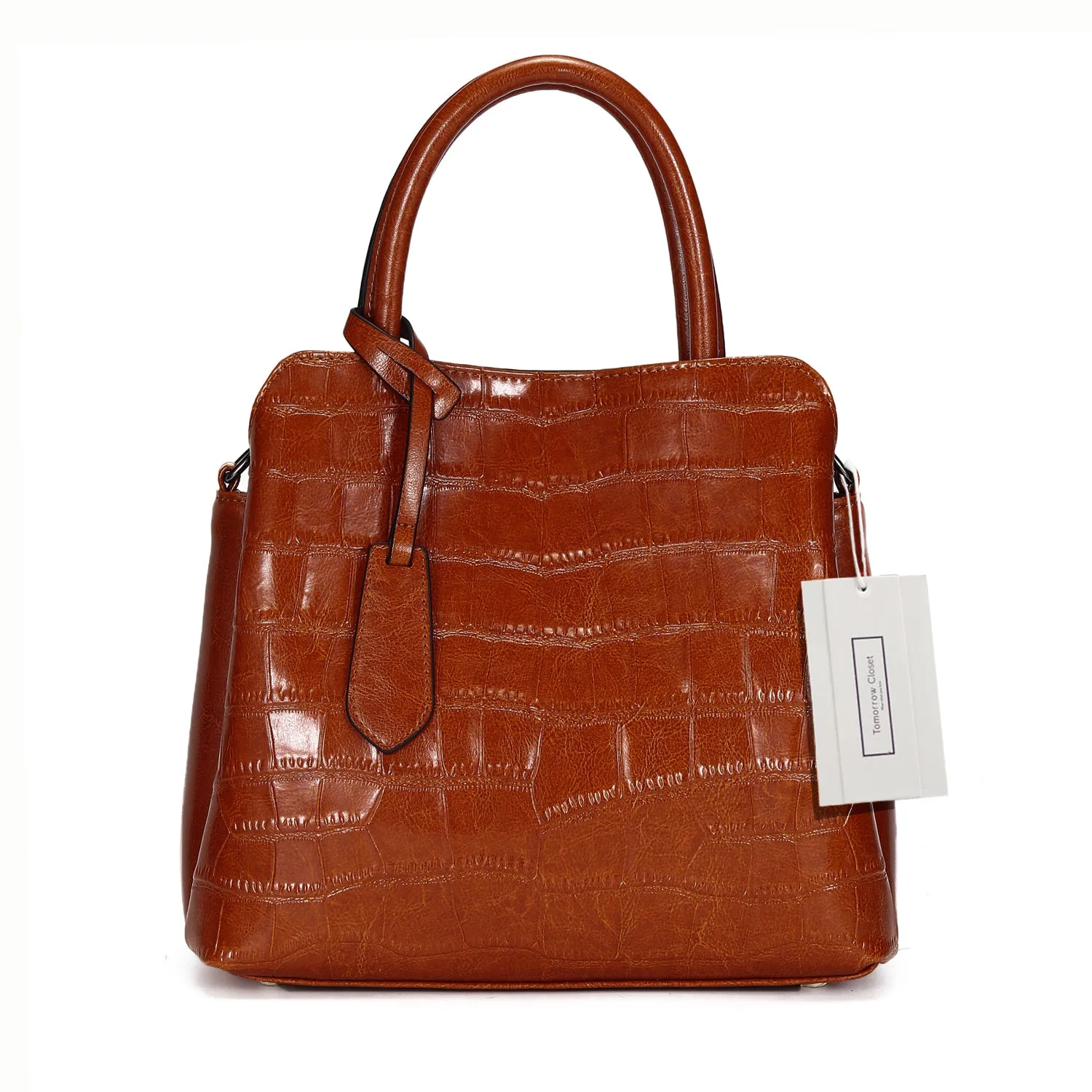 Women's genuine cowhide leather handbag in crocodile print Barbara design