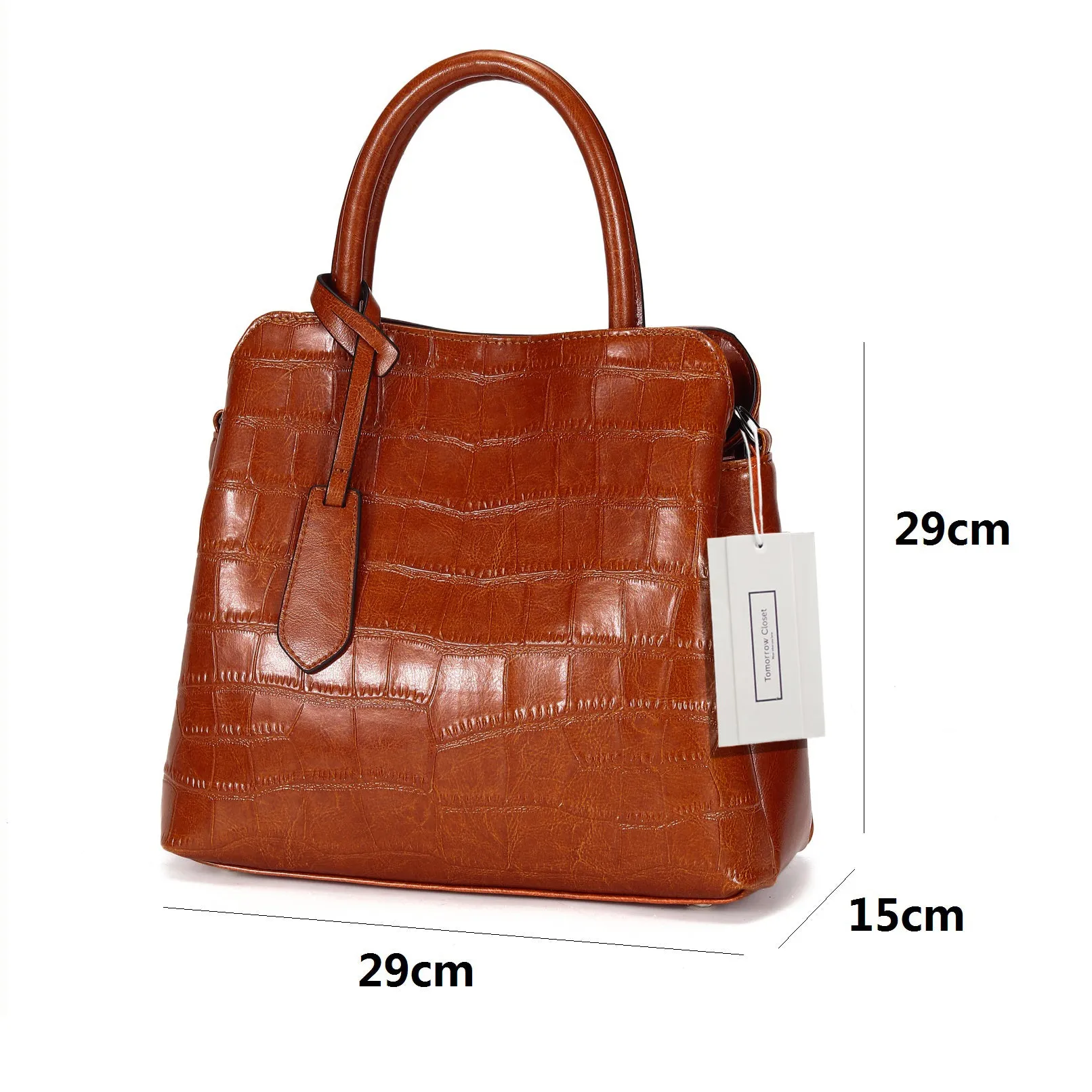 Women's genuine cowhide leather handbag in crocodile print Barbara design