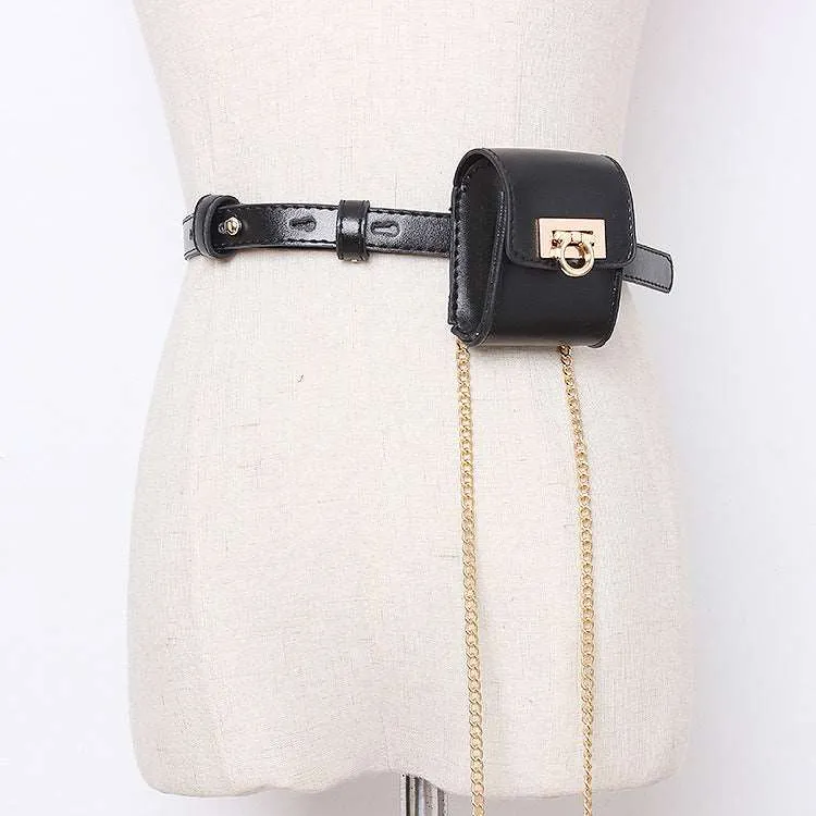 Women's Small Waist Belt Bag with Chain