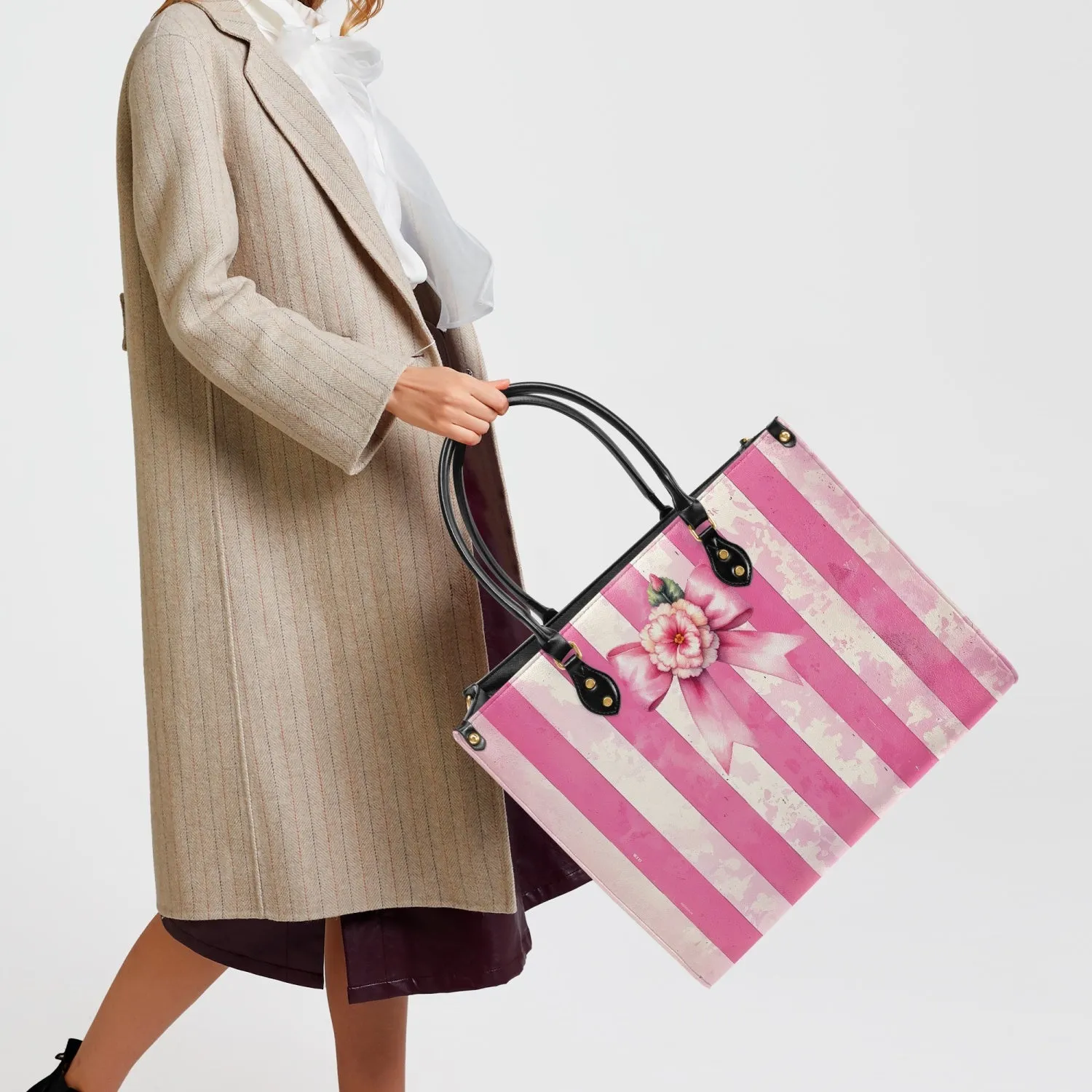 Women's Tote Bag - Rockabilly - Pink Candy Stripe