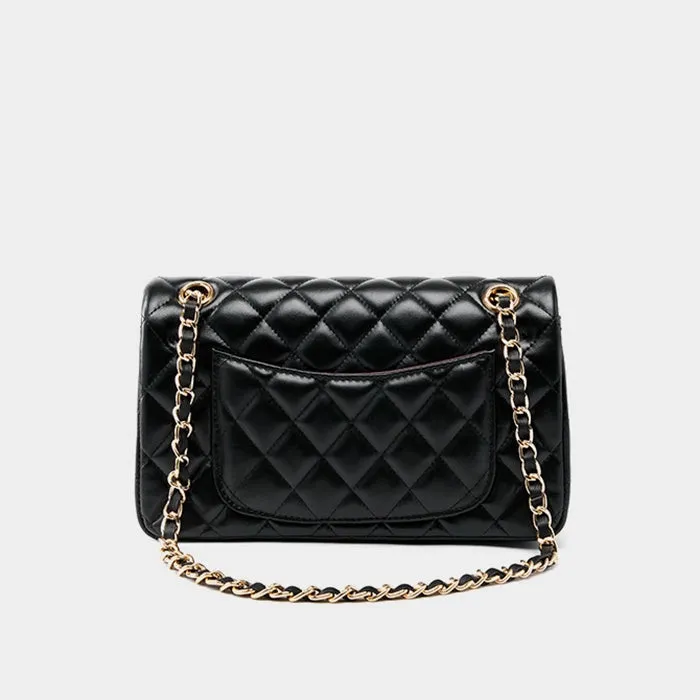 Woven Chain Strap Quilted Leather Convertible Shoulder Bag