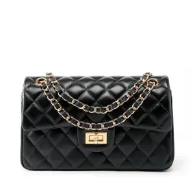 Woven Chain Strap Quilted Leather Convertible Shoulder Bag