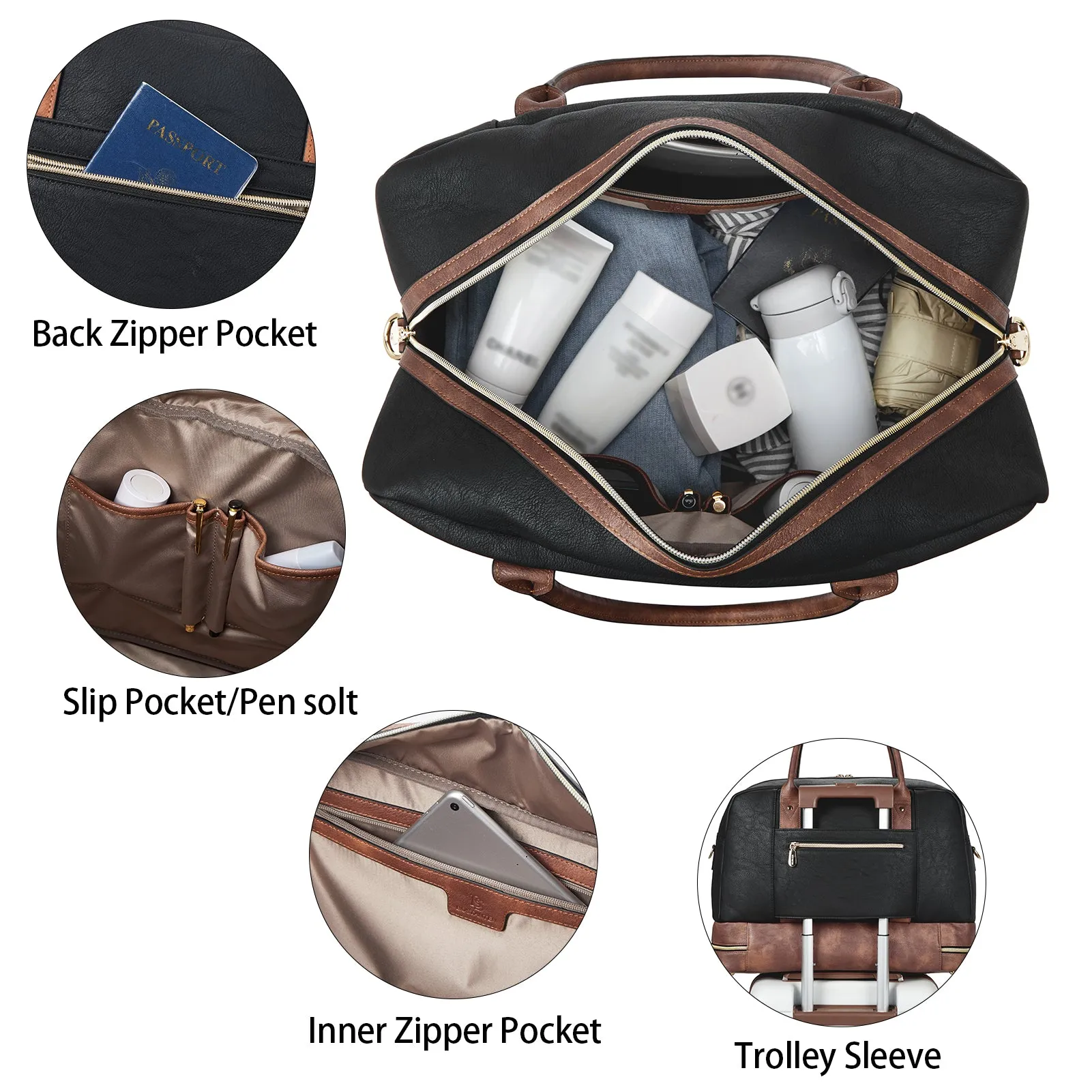 Zenobe Chic and Practical: Women's Leather Travel Duffle Bag for Every Trip