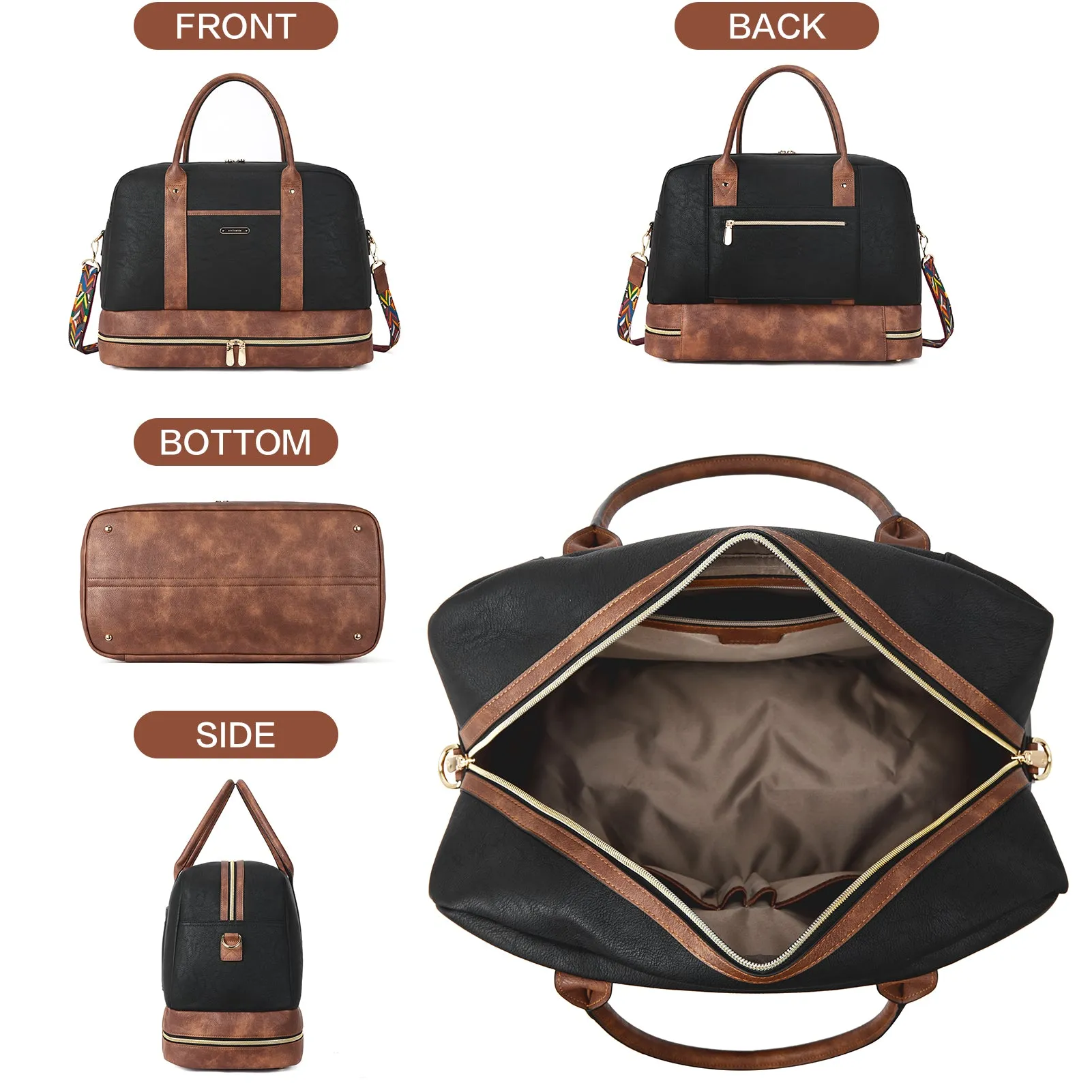 Zenobe Chic and Practical: Women's Leather Travel Duffle Bag for Every Trip