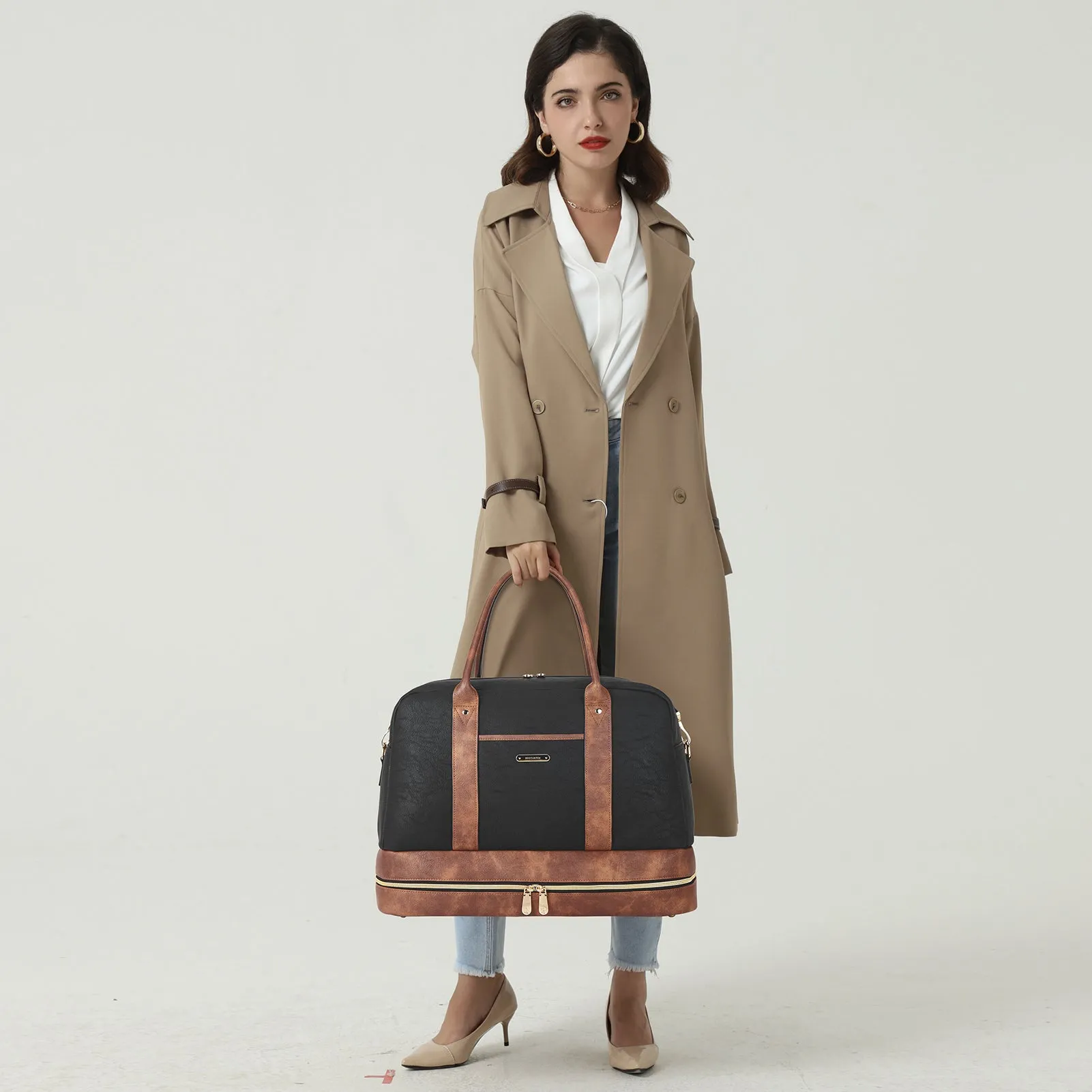 Zenobe Chic and Practical: Women's Leather Travel Duffle Bag for Every Trip